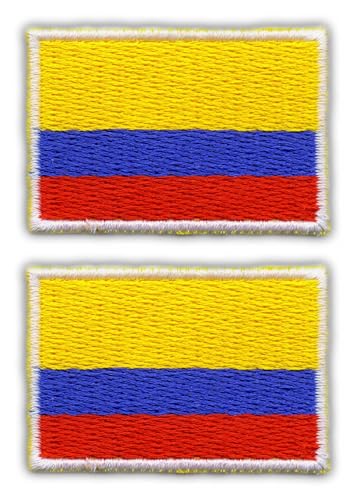Set von zwei – Flagge von Kolumbien – Schwarz VeIcro/Klettverschluss-Rückseite – gestickter Aufnäher/Abzeichen/Emblem Set von zwei – Flagge von Kolumbien – Schwarz VeIcro/Klettverschluss-Rückseite – gestickter Aufnäher/Abzeichen/Emblem von Patchion