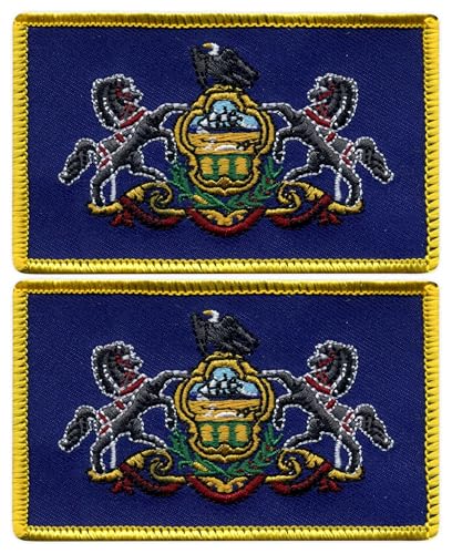 Set von zwei – Flagge von Pennsylvania – Aufnäher – bestickt von Patchion
