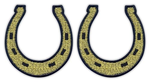 Set von zwei – Gold Hufeisen – Aufnähen – bestickt Patch/Abzeichen/Emblem von Patchion