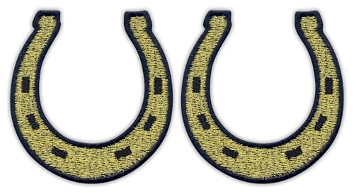 Set von zwei – Gold Hufeisen – Aufnähen – bestickt Patch/Abzeichen/Emblem von Patchion