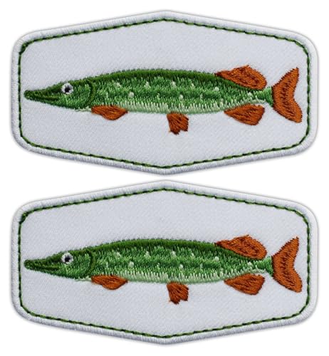 Set von zwei - Hechtfisch - Patch für einen Hechtjäger - Aufnäher - Aufnäher - Bestickter Aufnäher / Abzeichen / Emblem Set von zwei - Hechtfisch - Patch für einen Hechtjäger - Aufnäher - Aufnäher - Bestickter Aufnäher / Abzeichen / Emblem von Patchion