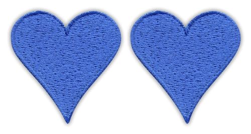 Set von zwei – Herz – blau – zum Aufnähen – bestickter Aufnäher/Abzeichen/Emblem von Patchion