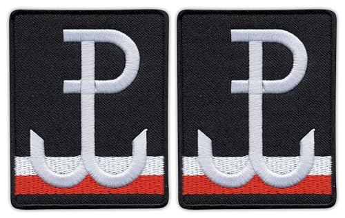 Set von zwei – Kampf Polen Anker mit polnischer Flagge – Schwarz – Schwarz – Schwarz – Schwarz – Schwarz VeIcro/Klettverschluss-Rückseite – Bestickter Aufnäher/Abzeichen/Emblem Set von zwei – Kampf Polen Anker mit polnischer Flagge – Schwarz – Schwarz – Schwarz – Schwarz – Schwarz VeIcro/Klettverschluss-Rückseite – Bestickter Aufnäher/Abzeichen/Emblem von Patchion