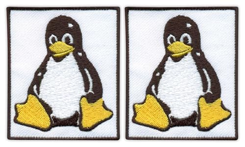 Set von zwei – Linux Betriebssystem – Tux, weißer Hintergrund – zum Aufnähen – bestickter Patch/Abzeichen/Emblem Set von zwei – Linux Betriebssystem – Tux, weißer Hintergrund – zum Aufnähen – bestickter Patch/Abzeichen/Emblem von Patchion