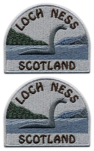 Set von zwei – Loch Ness Monster – Nessie – Schottland – Aufnäher – bestickt von Patchion