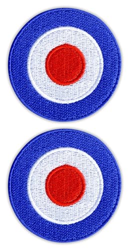 Set von zwei – RAF – Royal Air Force Roundel – Schwarz VeIcro/Klettverschluss-Rückseite – gestickter Aufnäher/Abzeichen/Emblem von Patchion