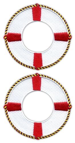 Set von zwei – Rettungsschwimmboje Rad – zum Aufnähen – bestickter Aufnäher/Abzeichen/Emblem von Patchion