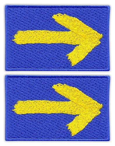 Set von zwei – gelber Pfeil – Straße St. James – Aufnäher – bestickt von Patchion
