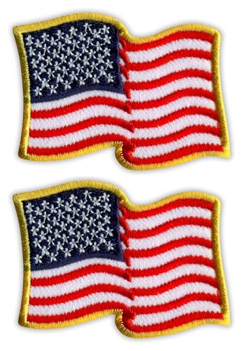 Set von zwei – wehende amerikanische Flagge – USA – Vereinigte Staaten von Amerika – Aufnäher – bestickt Set von zwei – wehende amerikanische Flagge – USA – Vereinigte Staaten von Amerika – Aufnäher – bestickt von Patchion