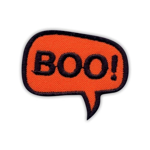Sprechblase – Boo! – Magnetische Rückseite – bestickter Aufnäher/Abzeichen/Emblem von Patchion