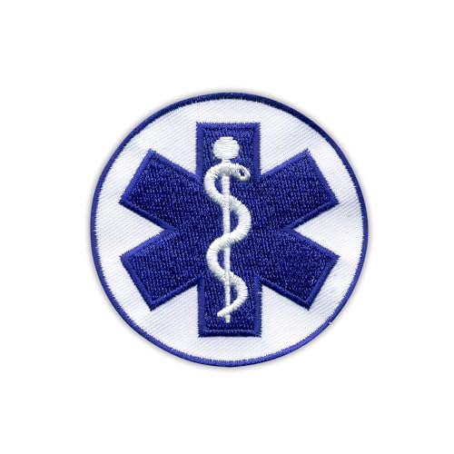 Star of Life – kleiner 6,6 cm – Sanitäter-Kreuz blau – Aufnäher – bestickter Aufnäher/Abzeichen/Emblem von Patchion