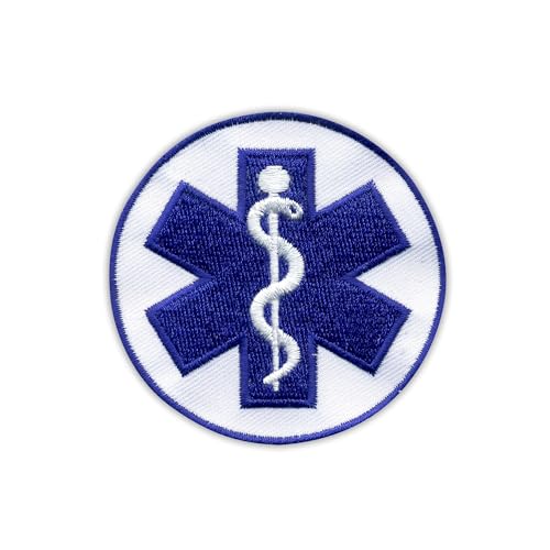 Star of Life – kleiner 6,6 cm – Sanitäter-Kreuz blau – Aufnäher – bestickter Aufnäher/Abzeichen/Emblem Star of Life – kleiner 6,6 cm – Sanitäter-Kreuz blau – Aufnäher – bestickter Aufnäher/Abzeichen/Emblem von Patchion