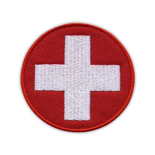 Swiss Air Force – Roundel – weiß VeIcro/Klettverschluss-Rückseite – gestickter Aufnäher/Abzeichen/Emblem von Patchion