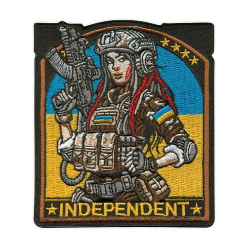 Tactical Girl – Ukraine-Flaggen – Independent – Moral-Patch – selbstklebende Rückseite – bestickter Aufnäher/Abzeichen/Emblem von Patchion