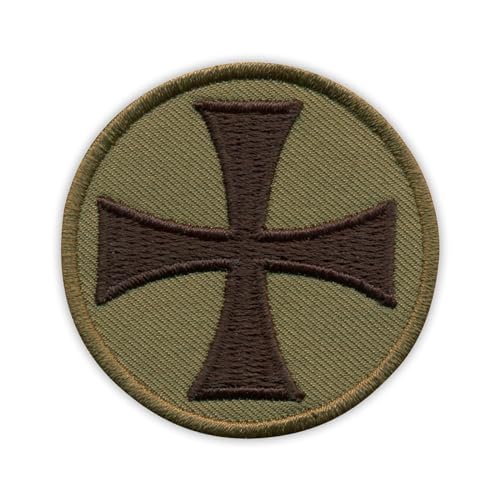 The Templer-Kreuz, runder Aufnäher, gedämpft, zum Aufbügeln auf der Rückseite, bestickter Aufnäher/Abzeichen/Emblem The Templer-Kreuz, runder Aufnäher, gedämpft, zum Aufbügeln auf der Rückseite, bestickter Aufnäher/Abzeichen/Emblem von Patchion