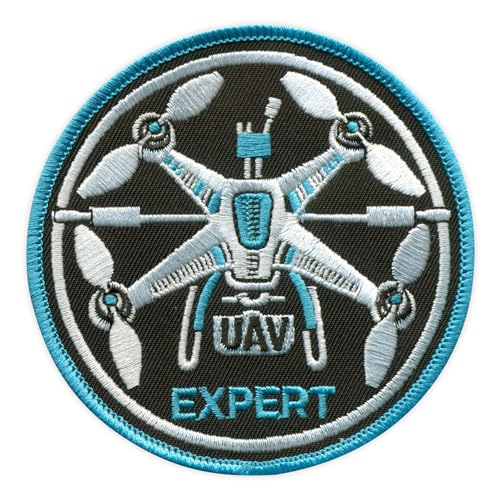UAV Expert – Air Drone – Blau/Weiß – Schwarz VeIcro/Klettverschluss-Rückseite – bestickter Aufnäher/Abzeichen/Emblem von Patchion