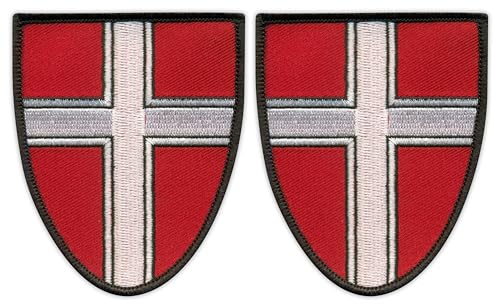 Patchion Wappen Wien Patch Aufnäher Quadratisch Abzeichen Rot Klassisch Historisch 2 Stück Merrow-Overlock Rand von Patchion