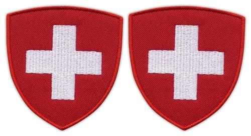 Wappen der Schweiz – Aufnäher zum Aufbügeln auf der Rückseite, bestickt, 2 Stück Wappen der Schweiz – Aufnäher zum Aufbügeln auf der Rückseite, bestickt, 2 Stück von Patchion