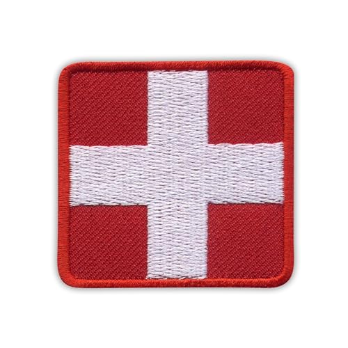 Weißes Medic Kreuz auf rotem Hintergrund – quadratisch – zum Aufbügeln auf der Rückseite – bestickter Aufnäher/Abzeichen/Emblem von Patchion