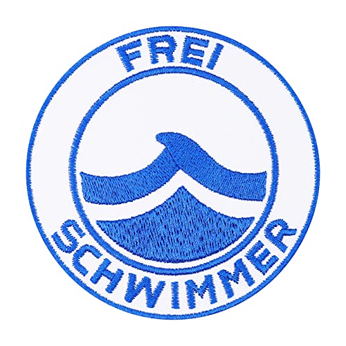 Patches Aufnäher FREI Schwimmer Schwimmabzeichen Wasserrettung Schwimmpass für Kinder Rotkreuz Bügelbild DIY Flicken Aufbügler Abzeichen zum aufbügeln Kleidung Aufkleber Iron on Patch 80x80mm von Patch