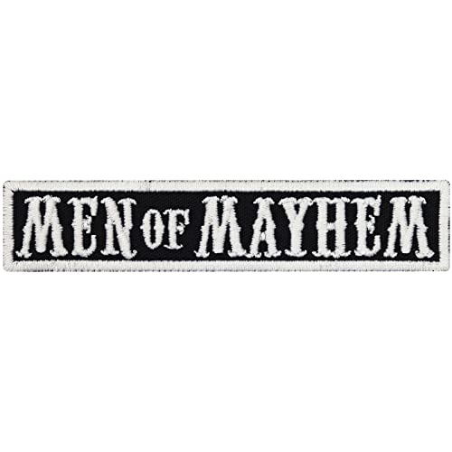 Patches Aufnäher Men of Mayhem Biker Rangabzeichen Rankpatch Samcro Anarchy Motorcycle Club MC Ranks DIY Aufbügler Motorrad Abzeichen zum aufbügeln Aufkleber Applikation Kleidung Iron on Patch 100x20 von Patch