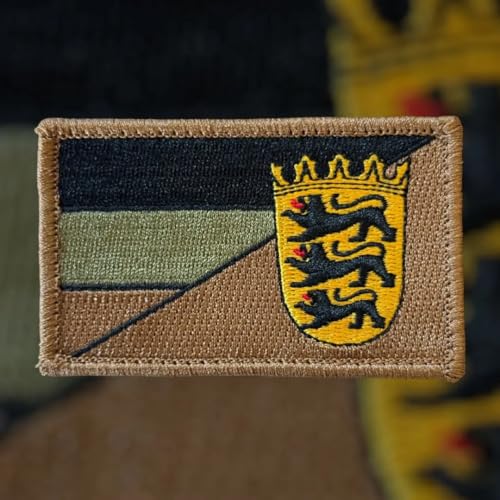 Deutschland Bundesländer Flaggen Subdued für Jäger, Bundeswehr, Schützen, Armee und einfach zum Sammeln mit Hakenklett für Rucksack, Jacke usw (BW) von Patchlab