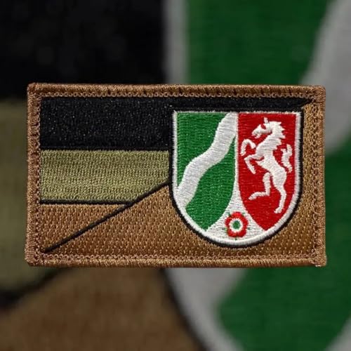 Deutschland Bundesländer Flaggen Subdued für Jäger, Bundeswehr, Schützen, Armee und einfach zum Sammeln mit Hakenklett für Rucksack, Jacke usw (NRW) von Patchlab