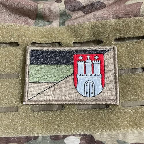 Deutschland Bundesländer Hamburg Flaggen Subdued für Jäger, Bundeswehr, Schützen, Armee und einfach zum Sammeln mit Hakenklett für Rucksack, Jacke usw Deutschland Bundesländer Hamburg Flaggen Subdued für Jäger, Bundeswehr, Schützen, Armee und einfach zum Sammeln mit Hakenklett für Rucksack, Jacke usw von Patchlab