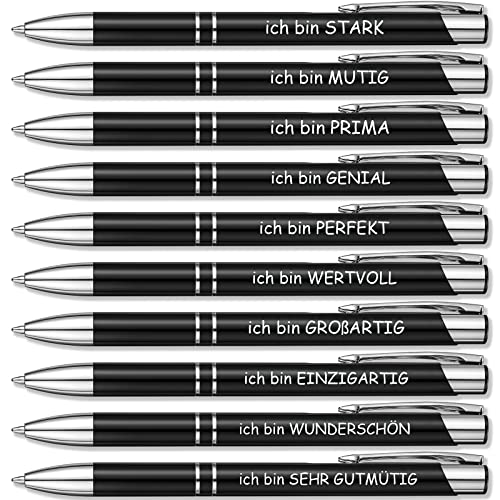 Patelai 10 Motivierende Kugelschreiber Metall Druckkugelschreiber mit Inspirierenden Zitaten Schwarze Tinte Stift Inspirierend Kugelschreiber Geschenk für Kollegen Mitarbeiter Lehrer Frauen Männer von Patelai