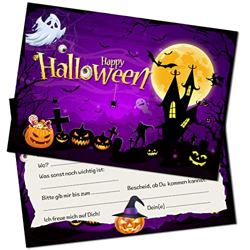 Patelai 20 Sets Halloween Einladungskarten mit Umschlägen Halloween Party Einladungen Kürbis Geist Schloss Fledermaus Spinne Lila Halloween Grußkarten Happy Halloween Karten für Kind Erwachsene Patelai 20 Sets Halloween Einladungskarten mit Umschlägen Halloween Party Einladungen Kürbis Geist Schloss Fledermaus Spinne Lila Halloween Grußkarten Happy Halloween Karten für Kind Erwachsene von Patelai