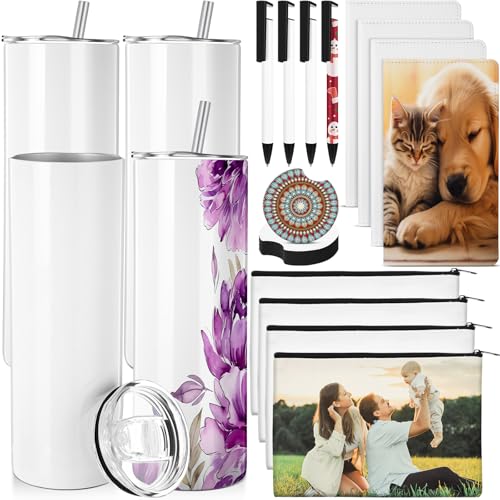 Patelai 20-teiliges Sublimationsdruck-Geschenkset, inklusive Sublimationsbecher und Strohhalme, Stifte, Notizbuch, Make-up-Taschen und Untersetzer, geeignet für Büro, Schulbedarf, Partygeschenk Patelai 20-teiliges Sublimationsdruck-Geschenkset, inklusive Sublimationsbecher und Strohhalme, Stifte, Notizbuch, Make-up-Taschen und Untersetzer, geeignet für Büro, Schulbedarf, Partygeschenk von Patelai