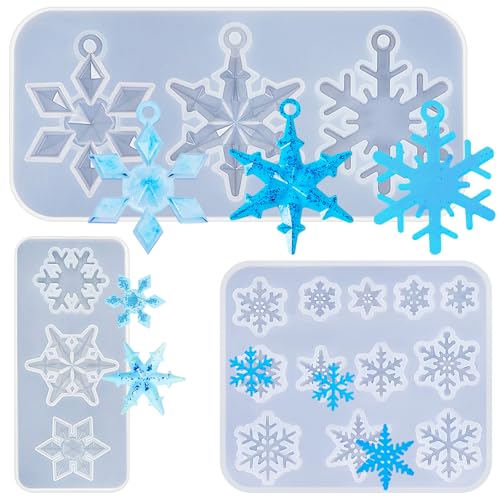 Patelai 3 Stück Silikonformen Schneeflocken Epoxidharz Formen Set 3D Weihnachten Silikonform Schneeflocke Harzformen für DIY Schmuck Schlüsselanhänger Anhänger Ornament Geschenk Patelai 3 Stück Silikonformen Schneeflocken Epoxidharz Formen Set 3D Weihnachten Silikonform Schneeflocke Harzformen für DIY Schmuck Schlüsselanhänger Anhänger Ornament Geschenk von Patelai
