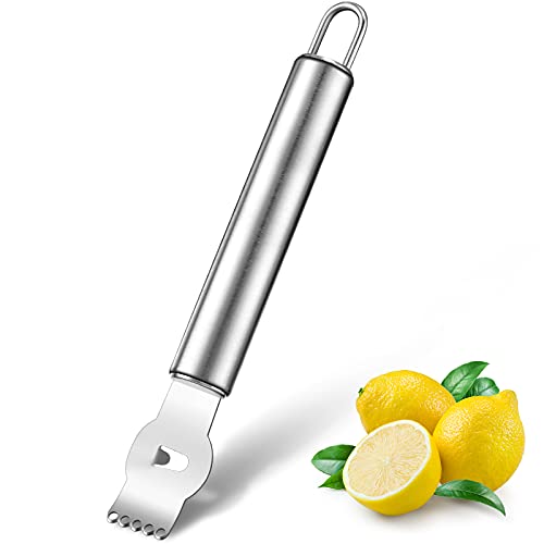 Zitronen Zester Schäler, Professioneller Zitronen Zester mit Zimt Messer Edelstahl Zitronen Scheibe für Gin Cocktails, Limetten Orangen, Küchen Werkzeug (Edelstahl Griff, 6,5 Zoll) von Patelai