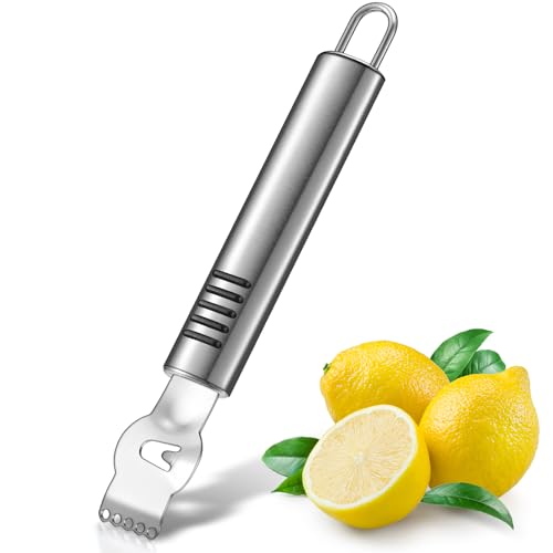 Patelai Zitronen Zester Schäler Professioneller Zitronenzester mit Canelle Messer Edelstahl Zitronenscheibe für Gin Cocktail Limetten Orangen Küchen Werkzeug (Klassisch, 6,3 Zoll) von Patelai