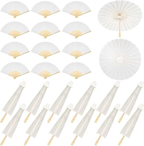 Paterr Papierfächer, 83 cm, Papierfächer, dekorativ, chinesischer japanischer Sonnenschirm, DIY, Malerei, Basteln für Hochzeit, Brautparty, Gastgeschenk, Fotografie-Requisite, Weiß, 48 Stück Paterr Papierfächer, 83 cm, Papierfächer, dekorativ, chinesischer japanischer Sonnenschirm, DIY, Malerei, Basteln für Hochzeit, Brautparty, Gastgeschenk, Fotografie-Requisite, Weiß, 48 Stück von Paterr