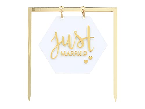 Cake Topper "Just Married" gold, 1 Stück, Kunststoff von Pati-Versand