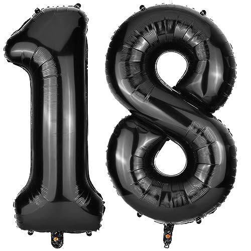 PatiCool 18 Zahlenballon, schwarz, 101,6 cm groß, 18/81 Zahlen-Folie, Mylar-Ballons für 18. Geburtstag, Party, Feier, Dekorationen, Zubehör, digitale Ballons für Hochzeitstag, Events, Dekorationen PatiCool 18 Zahlenballon, schwarz, 101,6 cm groß, 18/81 Zahlen-Folie, Mylar-Ballons für 18. Geburtstag, Party, Feier, Dekorationen, Zubehör, digitale Ballons für Hochzeitstag, Events, Dekorationen von PatiCool