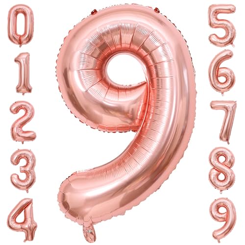 PatiCool Zahlen Luftballon 9 Rosegold, 100cm - 40 Zoll Luftballons Geburtstag, XXL Riesen Folienballon 9 Rosegold Geburtstagsdeko, Helium Ballons Zahlen für Kinder, Junge, Mädchen PatiCool Zahlen Luftballon 9 Rosegold, 100cm - 40 Zoll Luftballons Geburtstag, XXL Riesen Folienballon 9 Rosegold Geburtstagsdeko, Helium Ballons Zahlen für Kinder, Junge, Mädchen von PatiCool