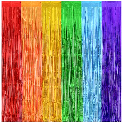 Regenbogen-Luftschlangen, Party-Dekorationen, dick, 2 Stück, 9,1 x 2,5 m, Regenbogen-Lametta-Fransenvorhänge, Foto-Requisiten, Hintergründe für Geburtstag, Fiesta, Mexikaner, Stolz, Babyparty Regenbogen-Luftschlangen, Party-Dekorationen, dick, 2 Stück, 9,1 x 2,5 m, Regenbogen-Lametta-Fransenvorhänge, Foto-Requisiten, Hintergründe für Geburtstag, Fiesta, Mexikaner, Stolz, Babyparty von PatiCool