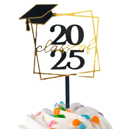 Patifirst Abschluss Cupcake Toppers | Abschlussdekorationen 2025 Cupcake Toppers - Fröhliche Stabile Appetithappen Foto Studio Requisiten Für Zuhause Klassenzimmer Kinder College Kindergarten von Patifirst