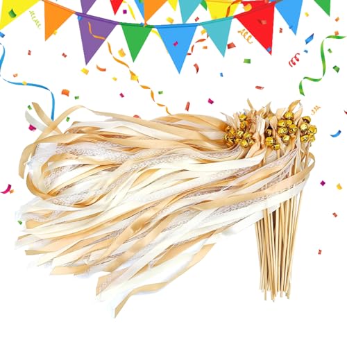 Patifirst Hochzeits Zauberstäbe mit Schleifenbändern, 50 Stück Brautdusche Stäbe, Dekorationsstäbe Mit Glöckchen Für Hochzeitsausklang Feier Veranstaltung Geschenkartikel Patifirst Hochzeits Zauberstäbe mit Schleifenbändern, 50 Stück Brautdusche Stäbe, Dekorationsstäbe Mit Glöckchen Für Hochzeitsausklang Feier Veranstaltung Geschenkartikel von Patifirst