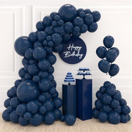 Luftballons Blau, 110 Stück Ballon Girlande Marineblau Dunkelblau, Latex Marineblaue Partyballons für Geburtstagsdeko, Hochzeitsdeko, Taufe Deko, Babyparty Deko(Marineblau Ballons 18/12/10/5 Zoll) von Patimate