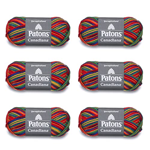 PATONS Canadiana Variegates Regenbogen-Garn, 100 g, Acryl, 4 Medium, 190 Yard, Stricken/Häkeln, 6 Stück PATONS Canadiana Variegates Regenbogen-Garn, 100 g, Acryl, 4 Medium, 190 Yard, Stricken/Häkeln, 6 Stück von Patons