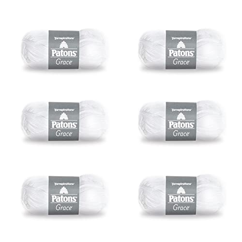 Patons Grace Snow Garn, 50 g, Baumwolle, 3 DK, 130 m, Stricken/Häkeln, 6 Stück von Patons