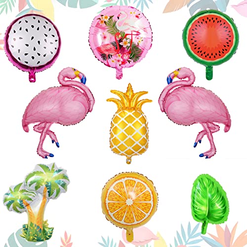 9 Stück Folienballon Flamingo, Frucht Ballons, Luftballons schungel Themenparty Geburtstag Deko Flamingo Themen Helium Ballons für Kinder Mädchen Geburtstag Dschungel Babyparty Dekorationen von Patoom