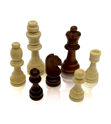 Patron Holz Schachfiguren im Beutel, Königshöhe 90 mm, Groß, Holzfiguren mit Filzgleiter, Groß Schachfiguren Set für Kinder und Eltern, Braun, Weiß, ohne Brett Patron Holz Schachfiguren im Beutel, Königshöhe 90 mm, Groß, Holzfiguren mit Filzgleiter, Groß Schachfiguren Set für Kinder und Eltern, Braun, Weiß, ohne Brett von Patron