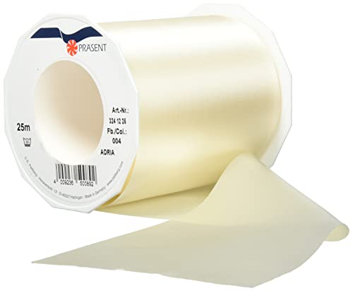 Präsent ADRIA/SATIN créme, Geschenkband zum Dekorieren & Basteln, Dekoband für Präsente, zu jedem Anlass 3241225-004 25 m - 112 mm von PRÄSENT