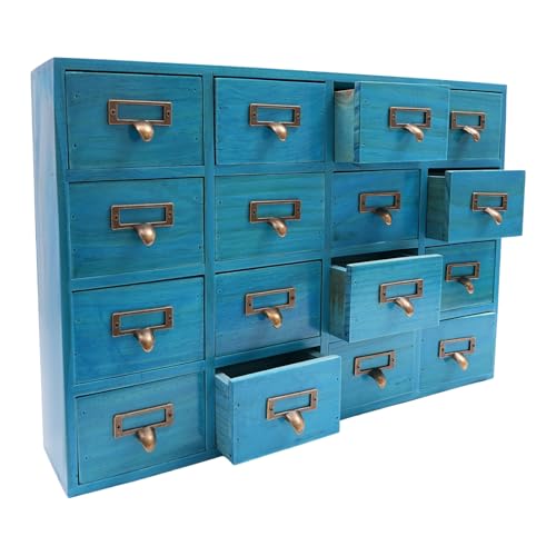 Vintage Apothekerschrank 16 Schubladen Holz Schubladen Kommode Schubladenschrank für Home Office Desk Organisation und Lagerung Kräuter Aufbewahrungsbox,50.5 * 9.5 * 35cm von PattenlLevi