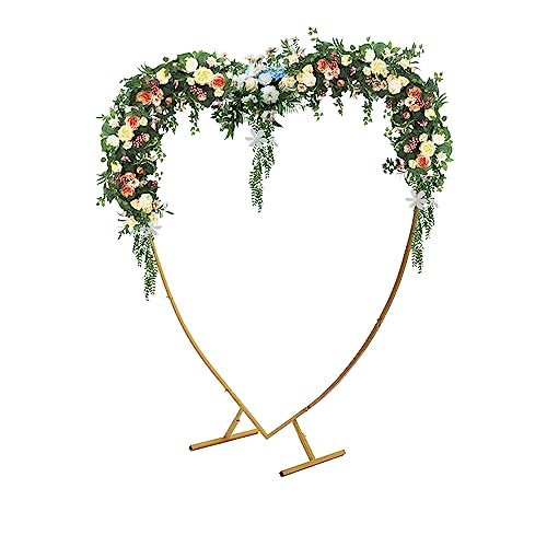 2.1m Metall Luftballon Bogen Kit Herzform Hochzeitsbogen aus Kohlenstoffstahl Ballonbogen Gestell Ballon Ring,Diy Metall Runde Ballon Bogen Girlande,Traubogen Hochzeit,Gold/Weiß (Gold) von PattenlLevi