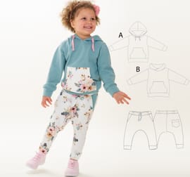 Schnittmuster Sweatshirt Hoodie und Haremshose, Jogginghose Größen 80 -146 von Patternforkids von Pattern 4 kids